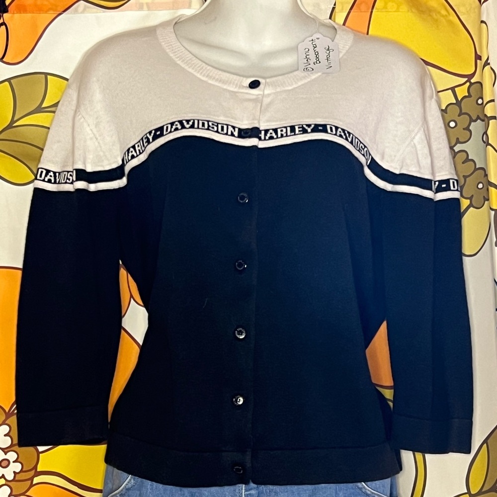 Harley Davidson long 3/4 sleeve button front cardigan sweater size large
